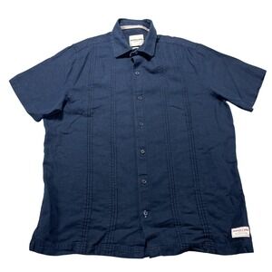 Scotch & Soda Shirt Mens Medium Blue Linen Short Sleeve Button Front Casual